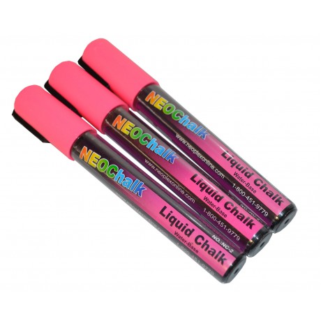 1/4" Chisel Tip Neon Liquid Chalk Marker - Pink 3 Pack